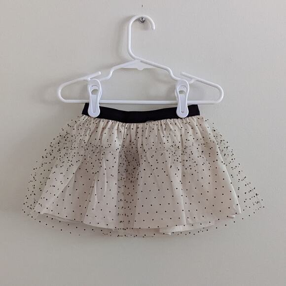 NWT Zara Flocked Polkadot Skirt Sz12/18m Ecru Black Tutu Shirt - Picture 3 of 4